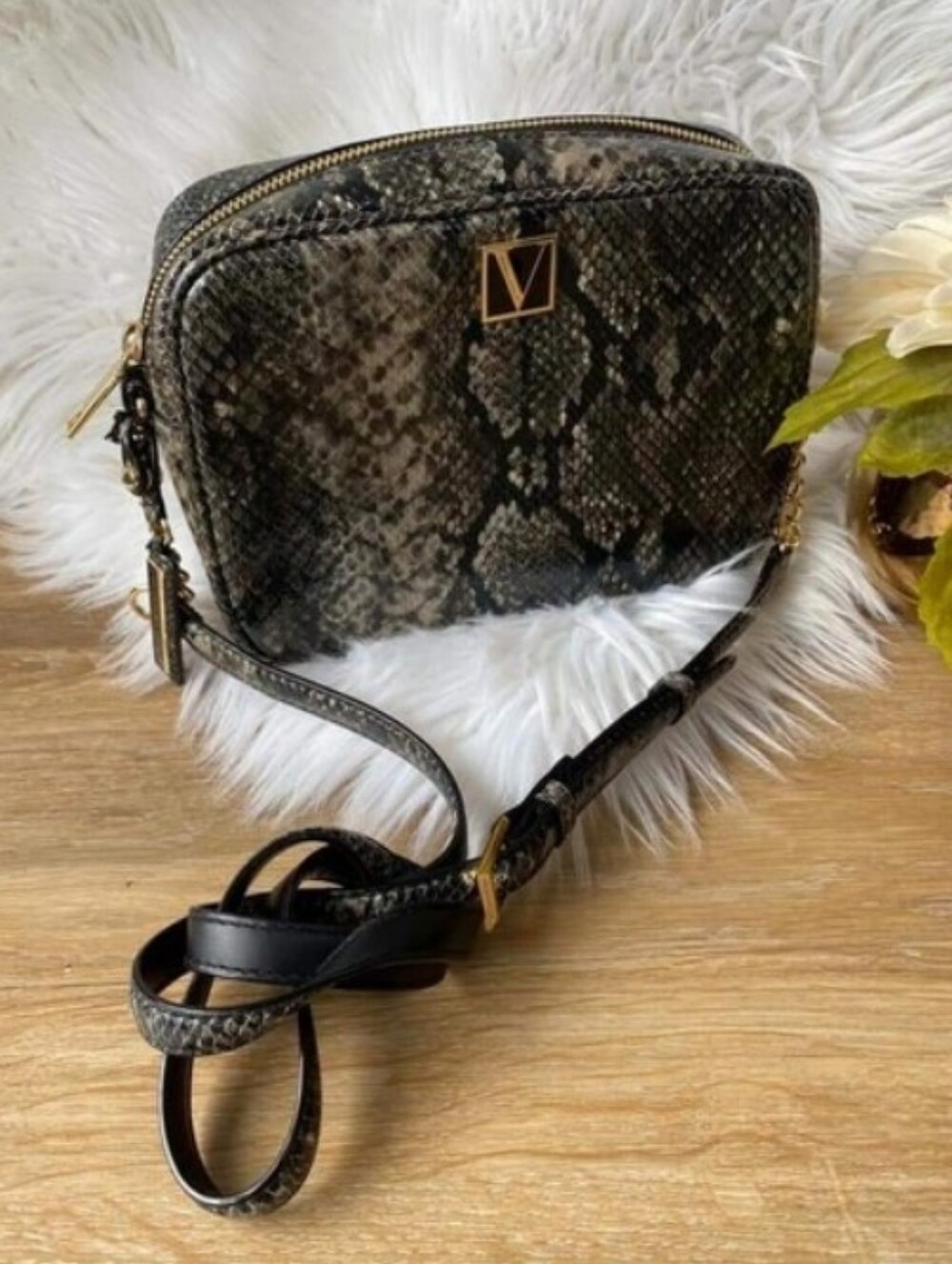 Victoria's Secret Faux Python Snake Skin Crossbody Handbag Purse